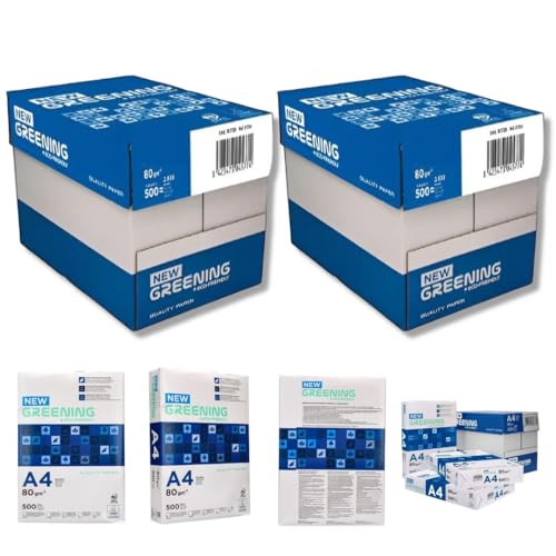 Papel Fotocopiadora Greening Din A4 80 Gramos 10 Paquetes de 500 Hojas