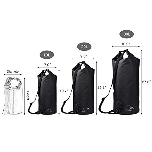 KastKing Dry Bags,100% Waterproof Storage Bags,Military Grade Construction for Swimming,Kayaking,Boating,Hiking,Camping,Fishing, Biking,Skiing,Black,20L