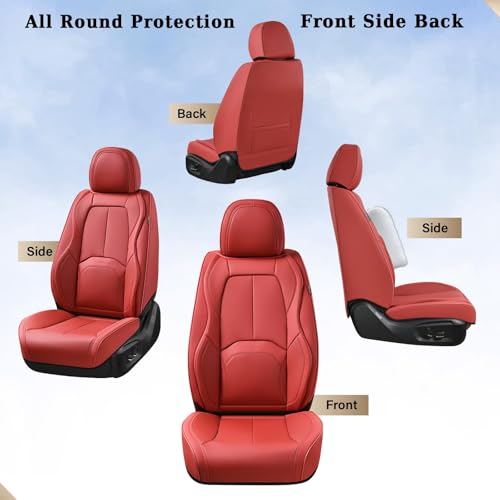 Image of Coverado Seat Covers, Car Seat Covers Front Seats, Premium Nappa Leather Seat Covers for Cars, Waterproof Car Seat Protector with Lumbar Support, Front Seat Covers Universal Fit for Most Cars (Red)