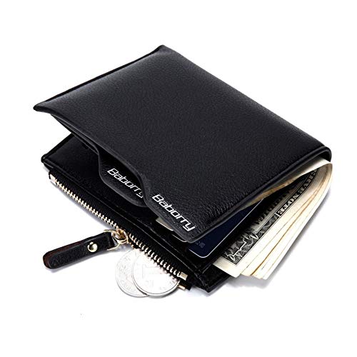 Carteira masculina antimagnética portátil anti RFID bolsa masculina com zíper curta carteira PU de c