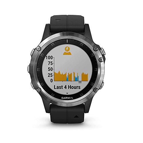 Relógio Multiesportivo Garmin, Fenix 5 Plus, Monitor Cardíaco no Pulso, Preto e Prata