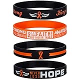 Sainstone Orange Ribbon Awareness Motivational Silicone Bracelets with Inspirational Saying - FAITH, STRONG, AWARENESS, Colourful Cancer Wristbands Gifts for Men Women, Survivors, Nurses (Unisex)