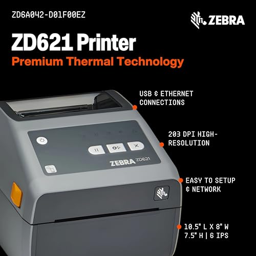 Image of Zebra ZD621 Thermal Shipping Label Printer | 4x6 | No Ink Required