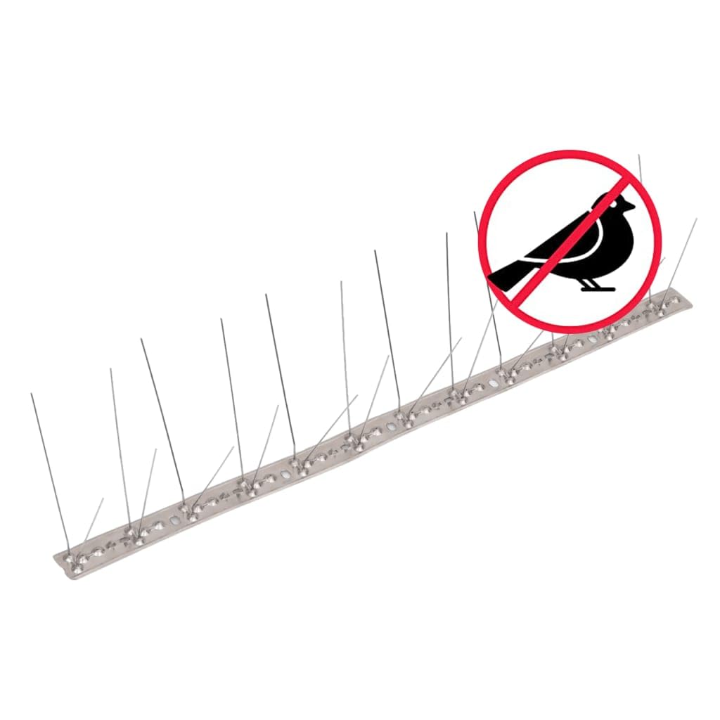 Mangloder - Juego de 20 púas antipalomas de acero inoxidable, 10 m en total, 4 filas, 115 mm de púas, para balcón, jardín, terraza, protección contra palomas y gatos
