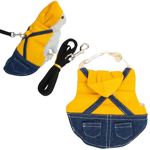 Image of Rabbit Harness and Leash,Small Animal Clothes for Rabbit Guinea Pig, Bunny Plaid Harness Leash Guinea Pig Clothes for Kitten and Other Small Animals (Yellow,L)