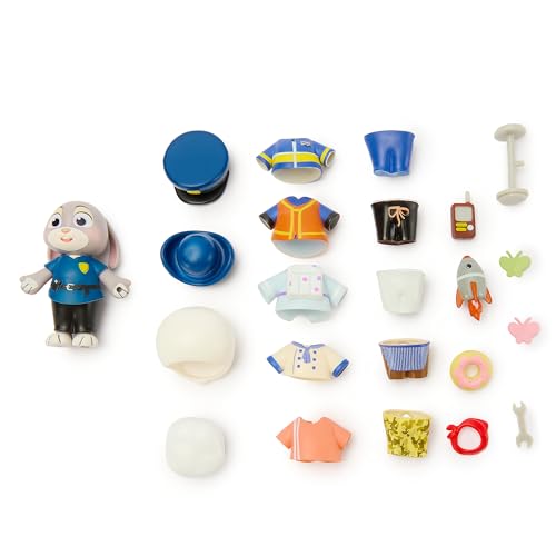 Disney Store Official Judy Hopps Zootopia 2 Costume Toy Set - 27-Piece Disney Figure Playset with Costumes & Accessories - Mix & Match Zootopia Toys for Creative Play, Carrot Case Included