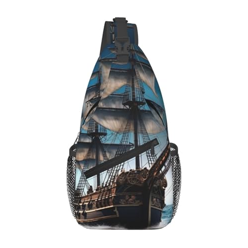 Bolso tipo bandolera Pirate Ship para hombre y mujer negro miniatura 1