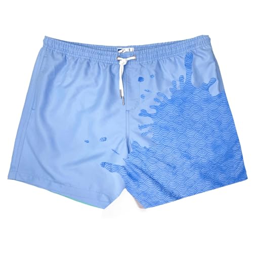 BERMIES Men’s Color-Changing Swim Trunks with Compression Liner - 5.5” Inseam, Quick-Dry, UPF 50+, Water-Activated Print