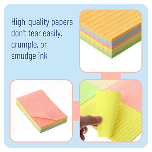 Mr. Pen- Lined Sticky Notes 4x6, 6 Pads, 45 Sheets/Pad, Pastel Color, Sticky Notes with Lines, Ruled Post Stickies, Back to School Supplies
