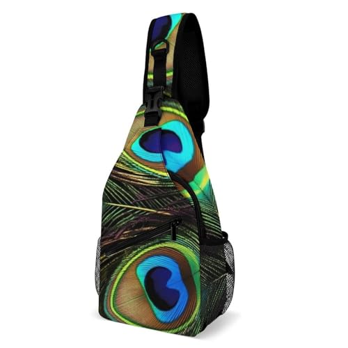 Bolso tipo bandolera con diseño de plumas para senderismo