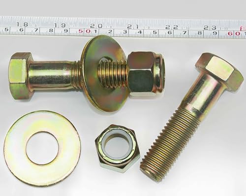Image of 3 /4 inch x 3 inch Hex Head Bolt by Color Galvanization with Nylon Lock nut and Large Size Washer Assortment Kit,Alloy Steel,Grade 8.(4pcs Pack). by Metalsuberg