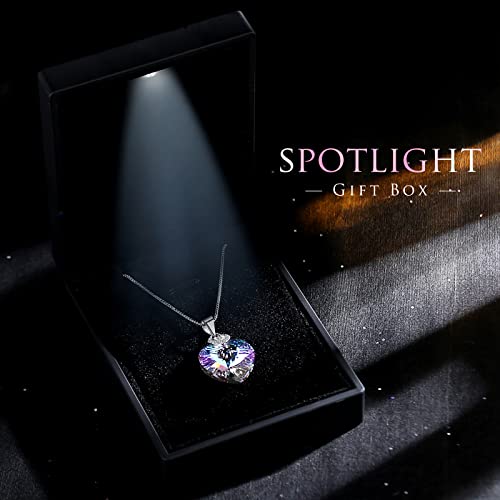 Missia Heart Shape Violet Crystal Necklace Sterling Silver Pendant Gift For Her Woman Wife Girlfriend Daughter Present For Birthday Valentine Wedding Anniversary #TOP5