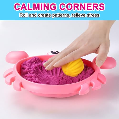 Image of Carolart Mini Crab Sandbox, Sensory Bin with Color Changing Sand | Ocean sensory kit with sensory balls and tools, ocean sensory play toy, gift for boys girls ages 3-8
