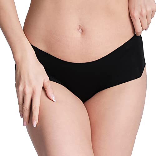 Wander Womens Seamless Underwear 3-Pack Pure Invisible Breathable Brief Ladies Stretch Hipster Panties（Black*3, Medium） #TOP1
