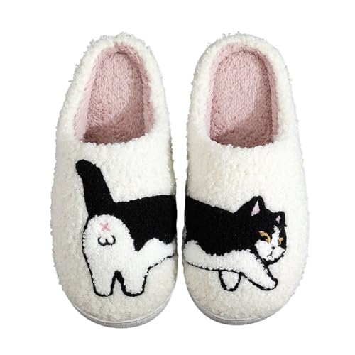KEYUSHOP Fuzzy House Slipper Soft Plush Cute Cartoon Animal Slippers Dachshund Dog Slippers Kitten Slipper Memory Foam Slip-on Slippers Indoor Outdoor Shoes