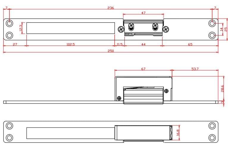 SERRURE GA40 Gâche électrique à émission avec têtière avec levier 12V DC