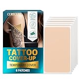 CURECURE Tattoo Cover Up Patch, Ultra-Thin Waterproof Tattoo Cover Up Tape for Tattoos, Scars and Birthmarks, 6 Pcs