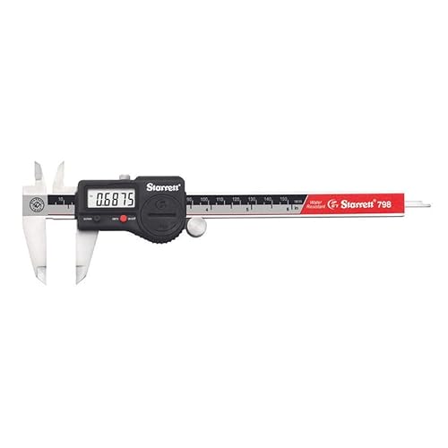 Starrett Calibrador electrónico de acero inoxidable IP67, rango de 0-6 pulgadas, resolución de .0005 pulgadas, pantalla LCD, salida RS232, ajuste