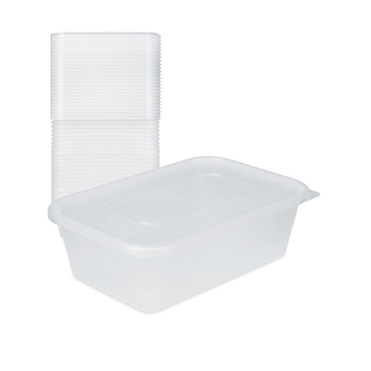 Catermax Transparent [ 20 Pack ] Plastic 650Ml Microwave Food Takeaway Containers With Lids - Bpa Free, Stackable, Airtight, Reusable, Recyclable, Dishwasher & Freezer Safe - For Meal Prep & Food Storage Use