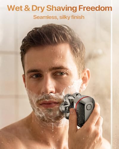 Image of Head Shavers for Bald Men, 7D Smooth Electric Razor for Head & Face, IPX7 Waterproof Wet /Dry Head Shaver with LED Display, 5-in-1 Grooming Kit for Home & Travel-Gunmetal Black