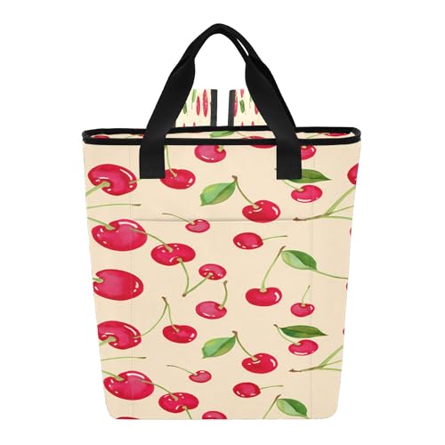 PYBUG Cherry Reusable Insulated Backpack 36 Cans,Large Leakproof Portable Cooler Tote Organizer for Office Picnic Hiking Beach BBQ