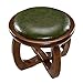 Okrągły podnóżek w stylu vintage, drewno, skórzana tapicerowana sofa, stolik kawowy, stołek, otomana, podnóżek, mały stołek do zmiany butów - zielony