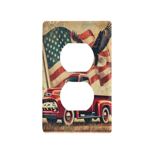 Truck Flag Light Switch Cover Decorative Receptacle Outlet Wall Plate Guard Plastic Wall Outlet Cover for Home Decor Room Office Bathroom (Duplex Outlets Cover)