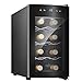 Chłodziarka do wina – mała lodówka do wina, 8 butelek, touch, 39 db w pracy, szklane drzwi, regulacja od 51 do 64 stopni; F, elektryczna termoelektryczna piwnica do wina 25 l do kompaktowego kąta chłodzenia