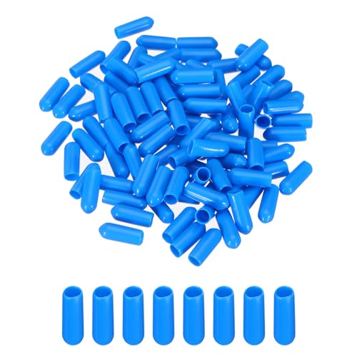 Image of MECCANIXITY 100pcs 5mm(3 /16 inch) Rubber End Caps Cover PVC Vinyl Screw Thread Protector Round Wire Shelf Caps for Screw Bolt Pipe Fence Post, Light Blue
