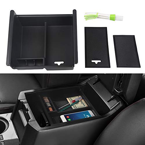 VANJING Compatible with Center Console Organizer Insert Tray Toyota 4 Runner 2010 2011 2012 2013 2014 2015 2016 2017 2018 2019 Accessories with USB Hole Center Armrest Storage Box with A Cleaner Brush