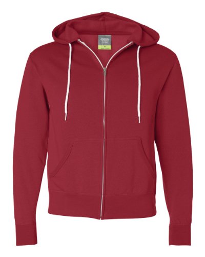 Independent Trading Company Unisex Full-Zip Hooded Sweatshirt, Red, 2X-Large