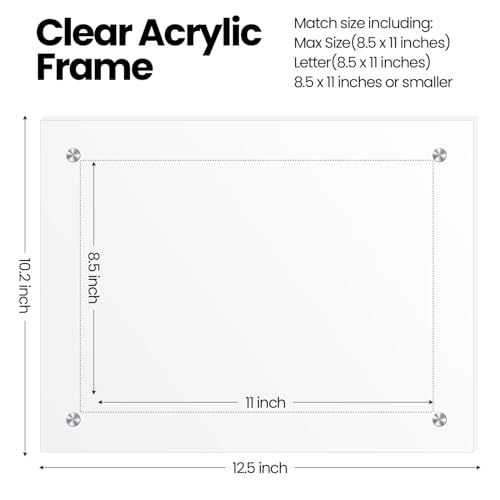 Thyle 8 Pcs Acrylic Photo Frame Clear Floating Picture Frame Brackets 8.5 X 11 Inch Document Certificate A4 Poster Frame Tabletop Or Hanging Wall Mount Display For Graduation Mother Father'S Day Gift thumb #1