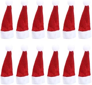 Amosfun 24pcs Lollipop Christmas Hats Mini Santa Claus Hats Bottles Cover Cap for Doll Crafts Decoration Christma Gift Home Holiday Decor