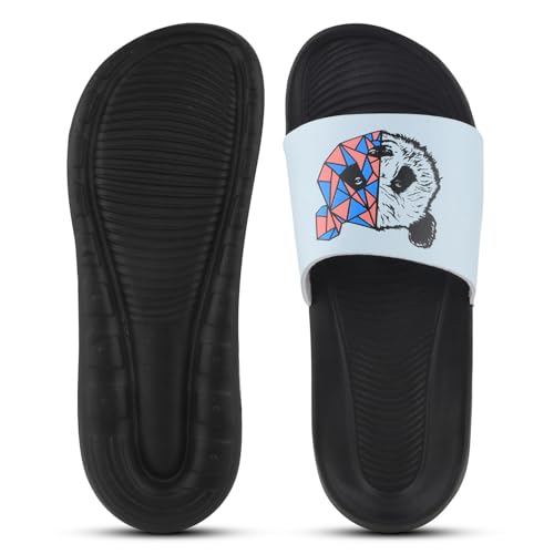 Image of PERY-PAO Sliders Mens White, Black, Grey, Sky blue Design Toxic, Spider, Dope, Panda Printed Flip Flop & Slippers