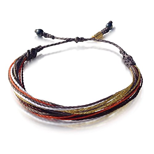 Rumi Sumaq Surfer Beach String Bracelet Muted Purple Orange Metallic Gold Waxed Cord Waterproof Adjustable Drawstring Surf Bracelet Handmade