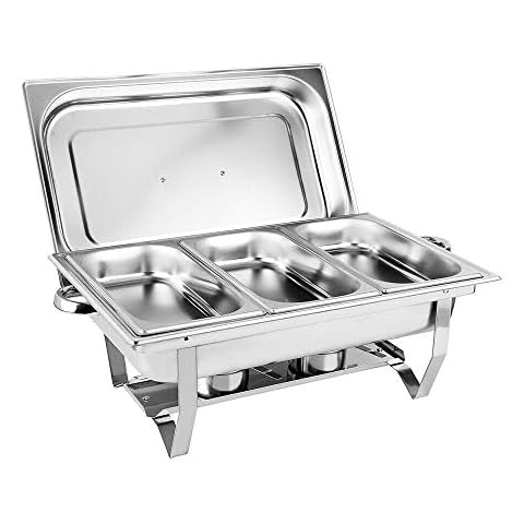 Futchoy 3 * 3L Edelstahl Buffetwärmer Warmhaltebehälter Speisewärmer Wärmebehälter Cover