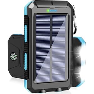 Solar Charger Power Bank, 38800mAh Portable Charger Fast Charger Dual USB Port Built-in Led Flashlight and Compass for All Cell Phone and Electronic Devices