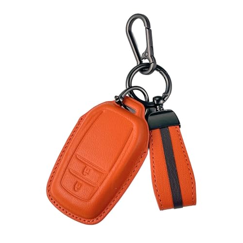 Image of keyzone Royal Leather Key Cover with Strap fit for Toyota Innova Crysta, Innova HyCross, Hilux, 2-Button Smart Key