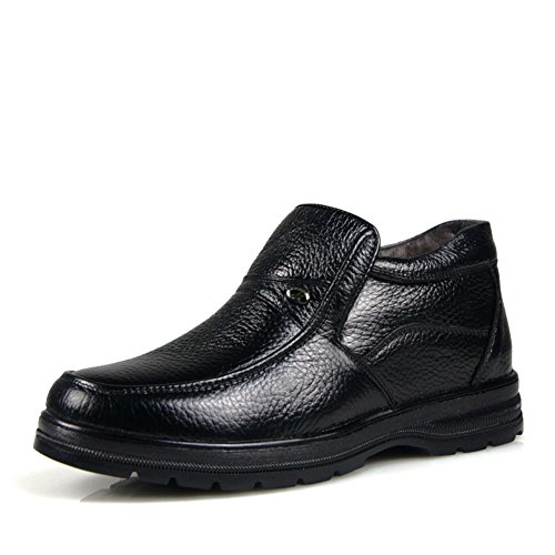 Chaussures en coton pour homme en cuir d'hiver avec doublure en laine