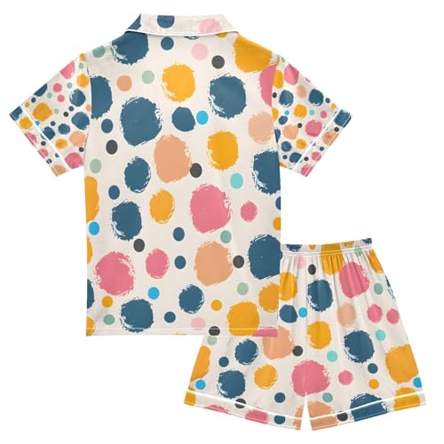 senya Polka Dots Colorful Satin Summer Pajama Sets Silk Short Sleeve Button Down Sleepwear2