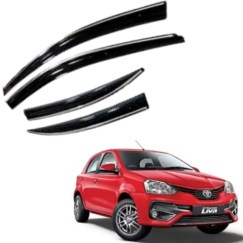 Image of CAR SAAZ Chrome Line Door Visor for Etios Liva (2011-2020)(Set of 4Pcs) | Rain Guard | Wind Deflector