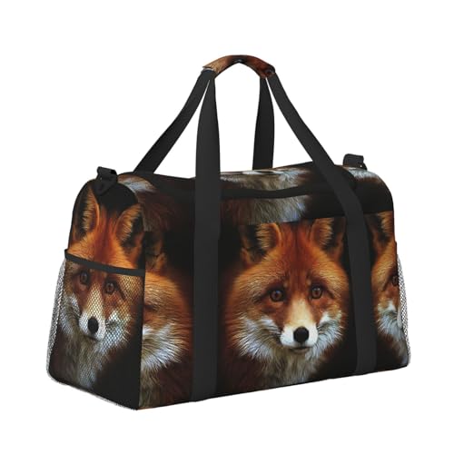 Sac de week-end imprimé FOX2 pour femmes noir taille unique