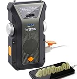 Notfallradio, Kurbelradio mit AM/FM, Greeous 4000 mAh, wiederaufladbar für Handy, LED-Taschenlampe, SOS-Alarm für Camping, Outdoor, Grün