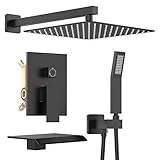 KOJOX 12 Inch Shower System with High Pressure Rainfall Shower Head, Handheld Shower Head, Bathtub...