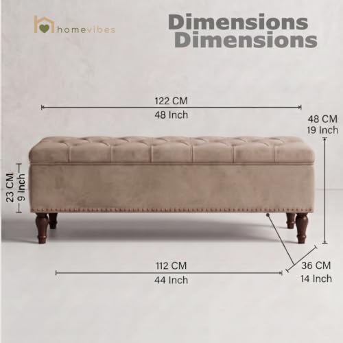 Image of Velum 3 Seater Sofa for Living Room & Office | Premium Fabric Upholstery | Solid Wood Frame | Comfortable Seating | 3 Years Warranty (Beige, Storage Ottoman)