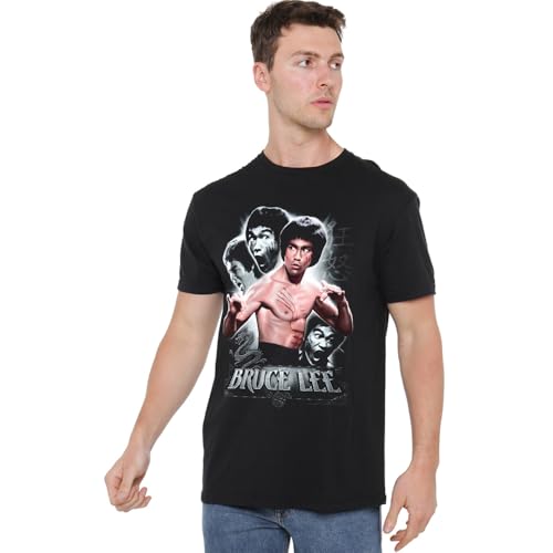T-shirt Bruce Lee Inner Fury mixte noir en coton résistant anti-déformation