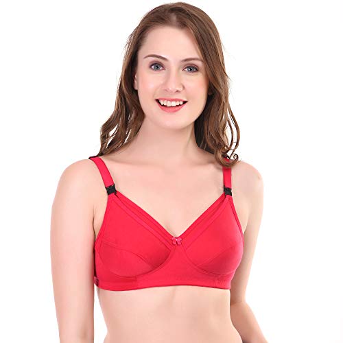 Image of Women Maternity Non Padded Bra - Made of Pure Cotton Full Coverage Non Wired Seamless Pushup Soft Cup for T-Shirt Saree Dress Sports Garment for Daily Use Everyday