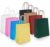 Anstore 32 Stück Papiertüten Bunt Geschenktüten, Papiertüten mit Henkel, Kraftpapier Tüten Candy Tüten Partytüten, Ideal fur Kindergeburtstag, Babyparty, Hochzeit, Weihnachten - 15*8*20 cm