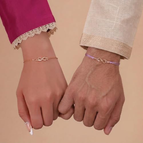 Image of Salty Rakhi for Brother & Bhaiya Bhabhi | Wrist Band Gift Pack for Sister, Bro, Bhaiya and Bhabhi | Bracelet for Men, Women | Fancy Jewellery Combo Gifts | Gift for Rakshabandhan | Traditional Rakhi Gift