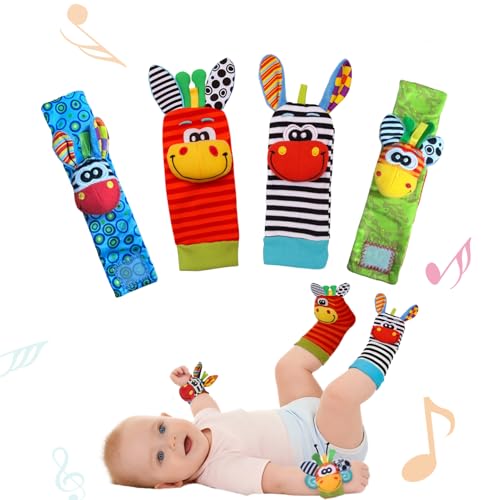 Calcetines sonajeros de muñeca y buscador de pies para bebé, calcetines de sonajero para bebés de 0 a 12 meses, juguetes educativos para habilidades motoras y sentidos, regalos para bebés para niños y